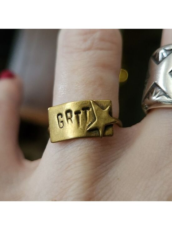 Artisan Jewelry - Grit Brass Ring Detroit Lions